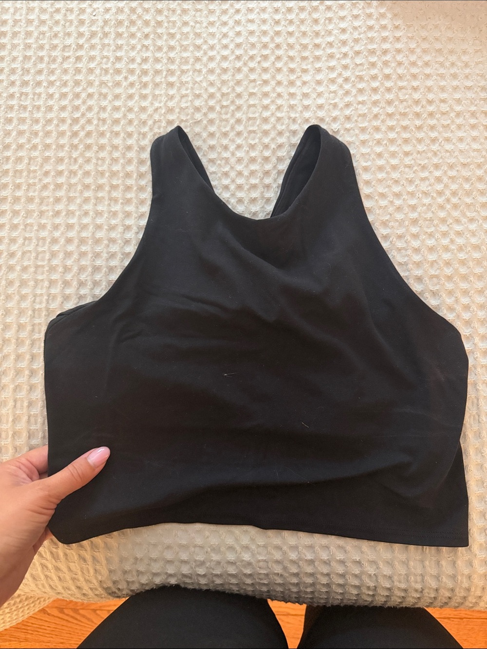 Black High Neck Crop Workout Tank Built in Bra